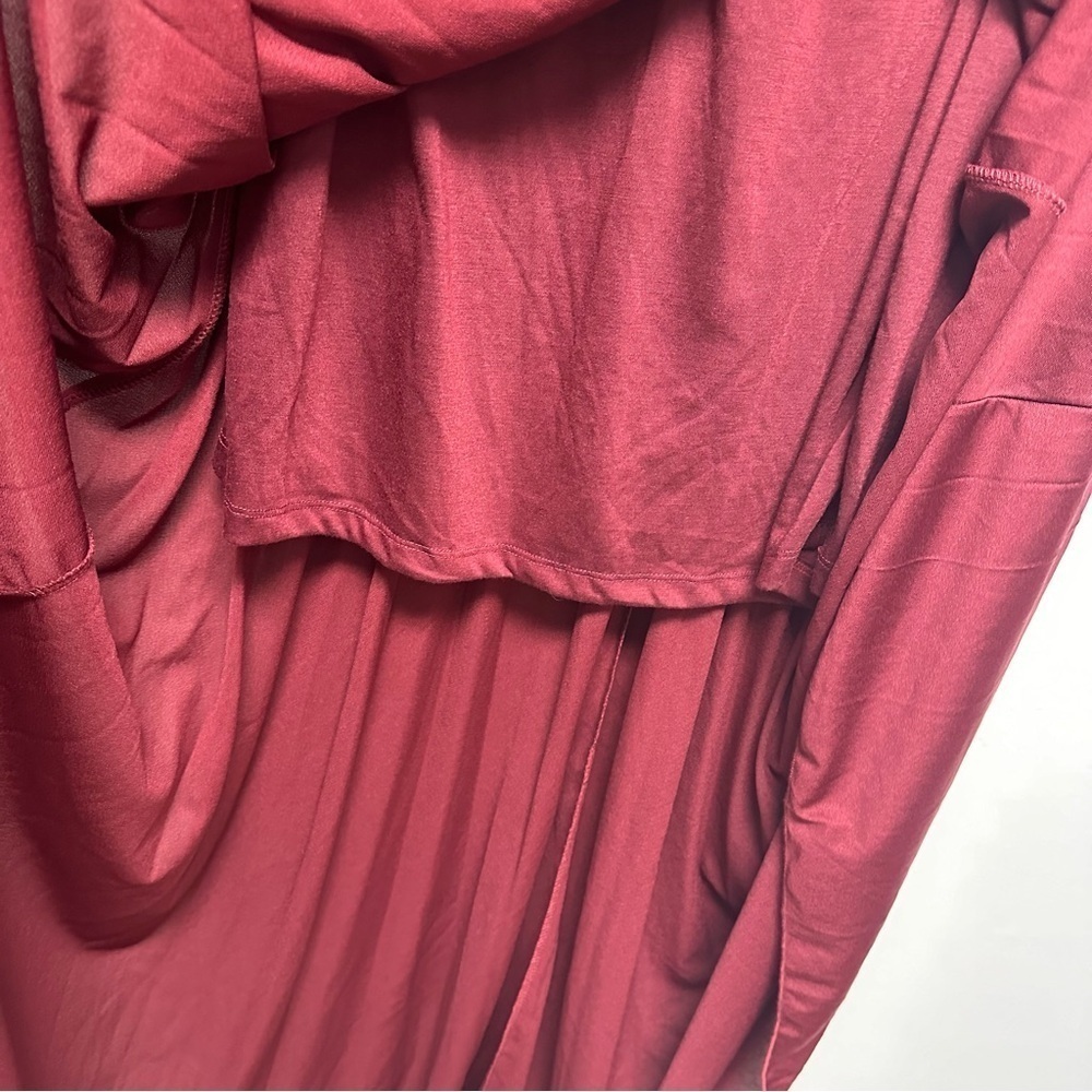 ASOS Curve New Burgundy Wine Kimono Pleat Maxi Dress Women’s Size 12 - Picture 7 of 9
